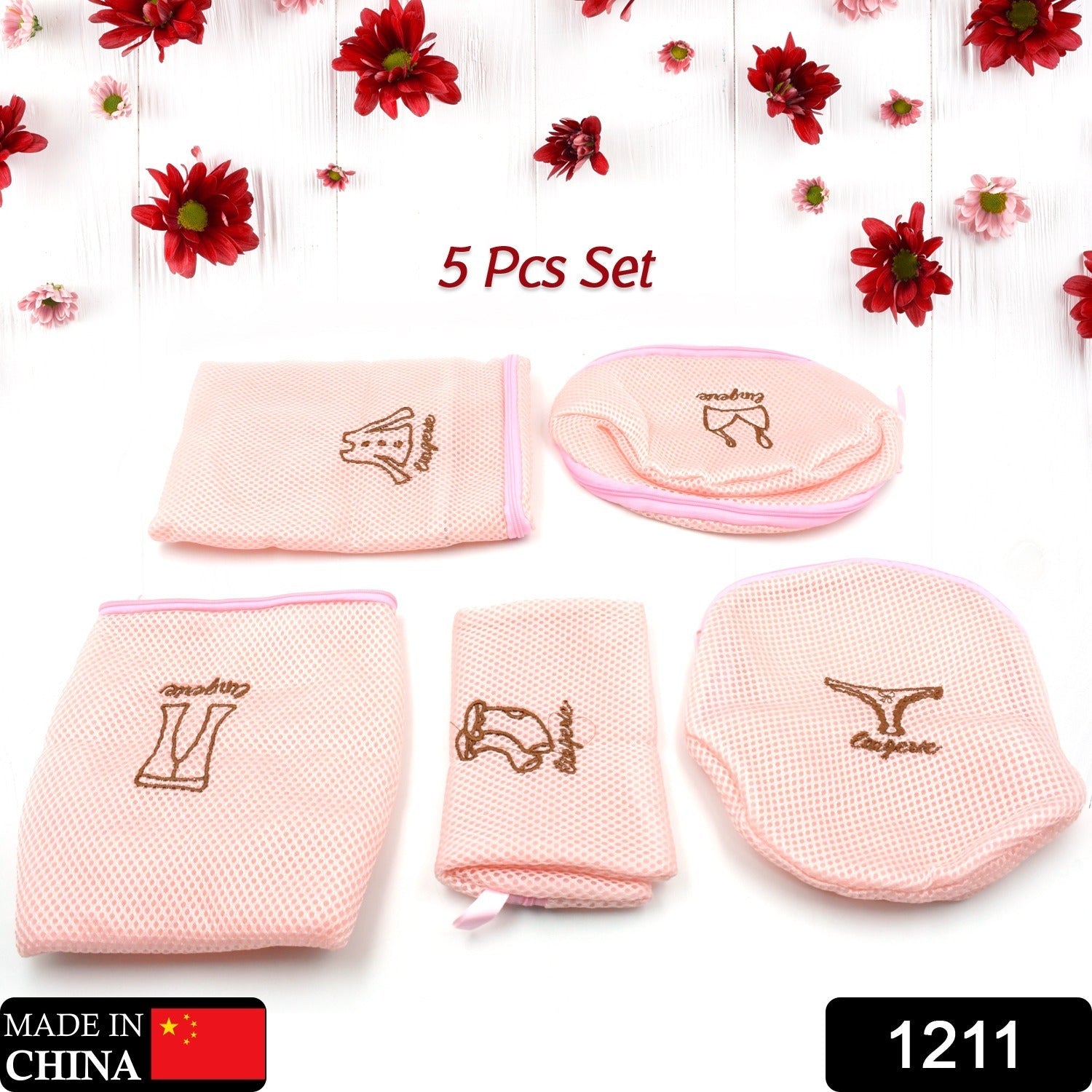 1211 5pc Zippered Mesh Laundry Wash Bags Foldable Delicates Lingerie Socks, Underwear Blouse, Hosiery, Stocking and Lingerie Washing Machine Clothes Protection Net (5 Pc Set) 1211 5pc Zippered Mesh Laundry Wash Bags Foldable Delicates Lingerie Socks, Underwear Blouse, Hosiery, Stocking and Lingerie Washing Machine Clothes Protection Net (5 Pc Set)